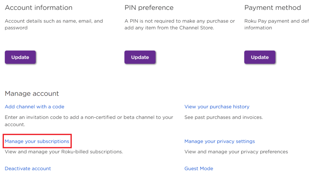 How To Cancel HBO Max On Roku - manage subsciption