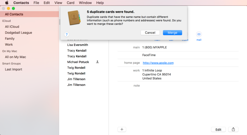 How to remove duplicate contacts on iPhone? - on Mac
