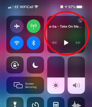 How to Make YouTube Keep Playing in the Background on iPhone  - control center iPhone