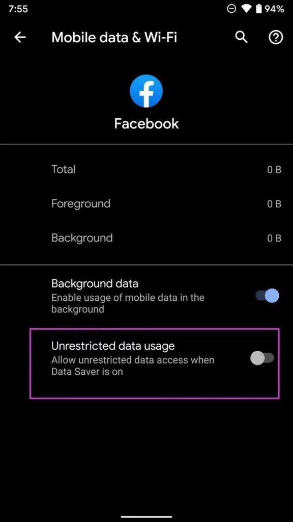 How To Fix Facebook Not Showing Pictures - Unrestricted data usage