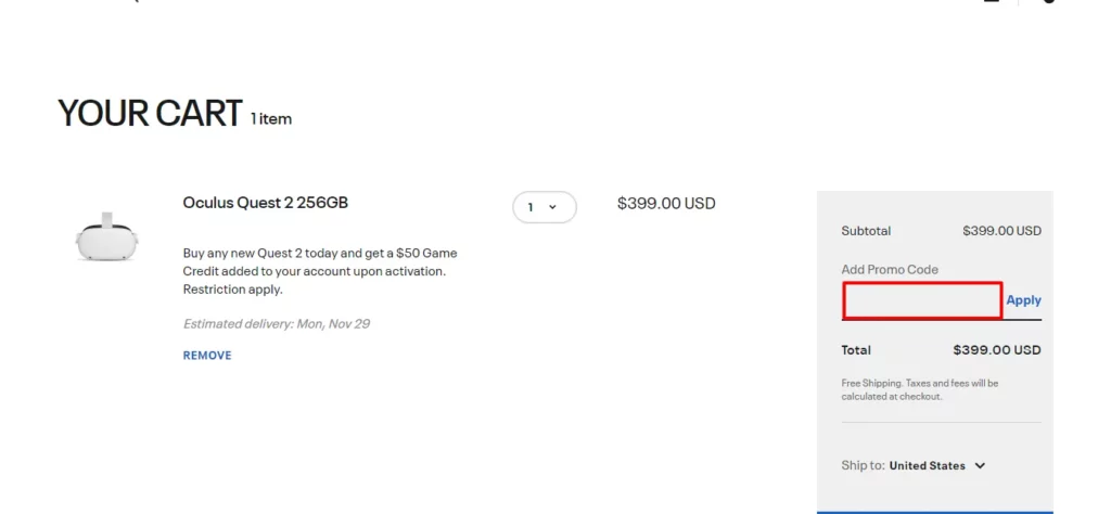 Oculus Quest 2 Promo Codes for Games- cart