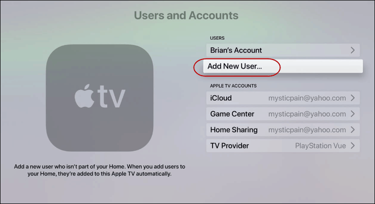 how to add user to apple tv for family sharing