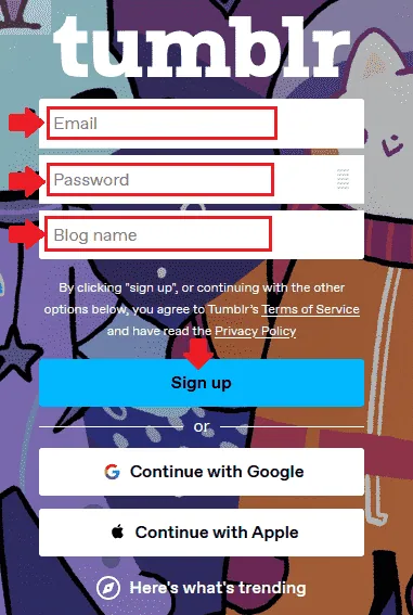 delete Tumblr account on app