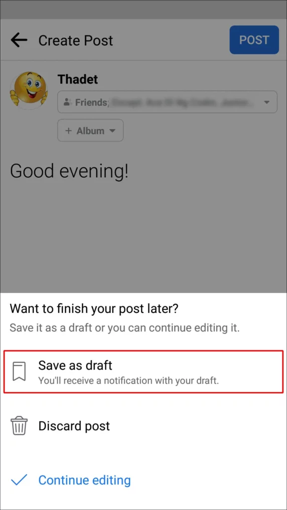 how to find facebook drafts