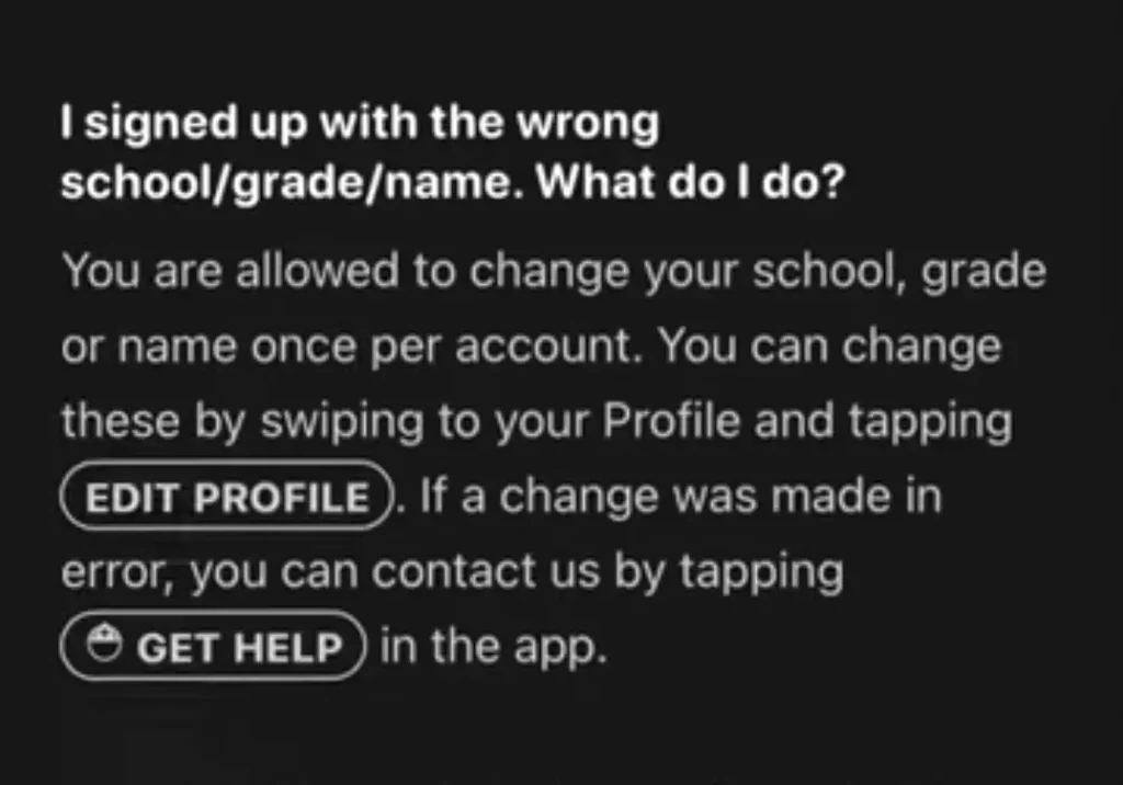 Change School In Gas App - edit profile, get help