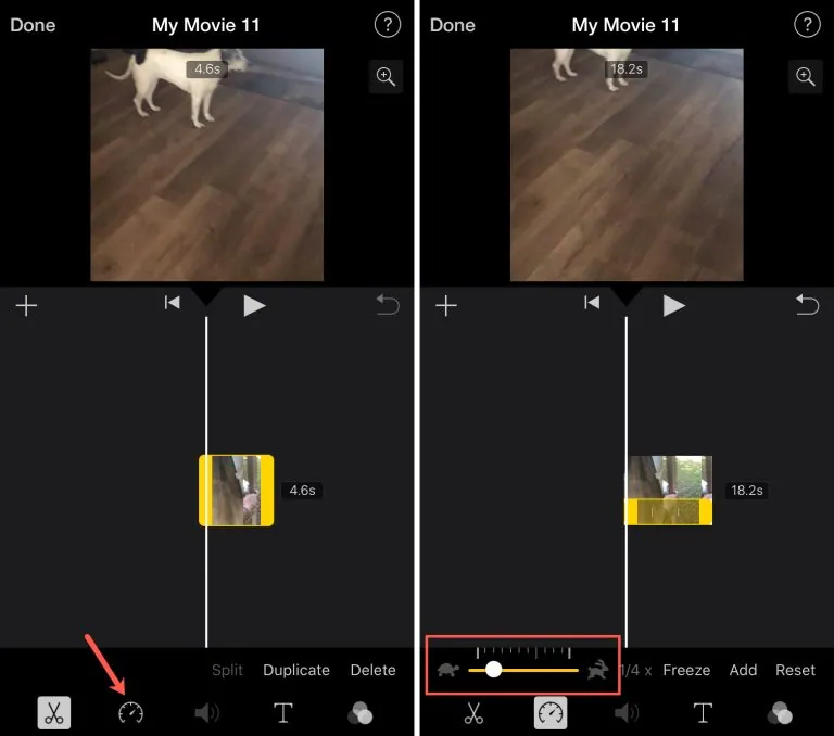 How To Make Time-Lapse Video iPhone - iMovie speed slider