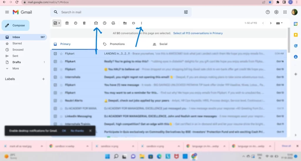 How To Mark All As Read In Gmail App: Way 1