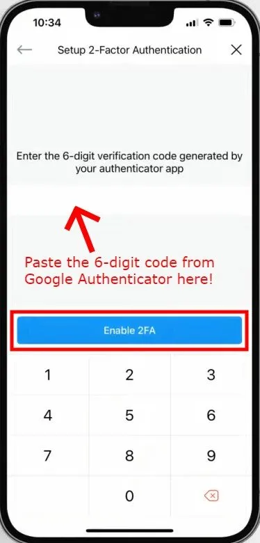 How To Set Up 2fa On Crypto.Com - paste 6 digit code in Crypto.com