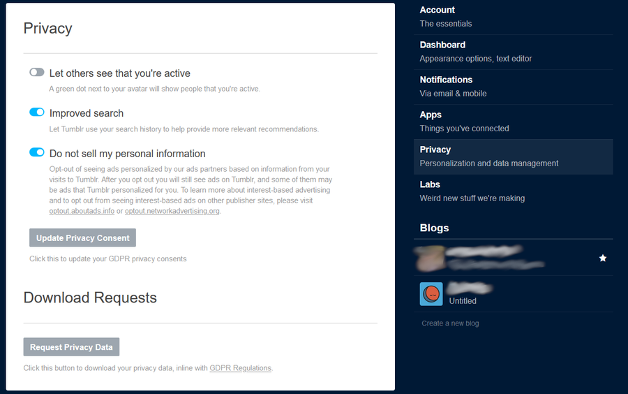 delete Tumblr account on app