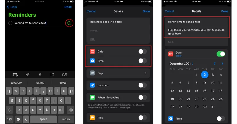 How To Schedule Text Message On iPhone - reminder