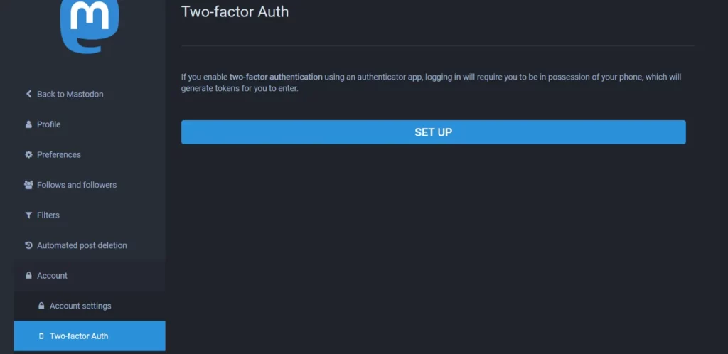 How To Enable Two Factor Authentication On Mastodon? - Account