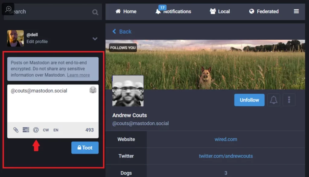 How to send direct message on Mastodon 