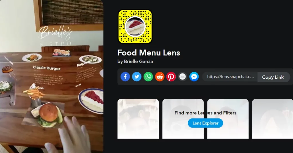Best Snapchat AR Filters - food menu lens