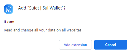 How To Create And Set Up Suiet Wallet - add extension confirmation