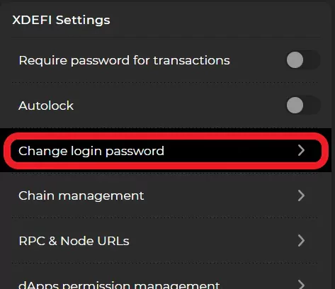 How To Change Or Reset XDEFI Wallet Password - change login password