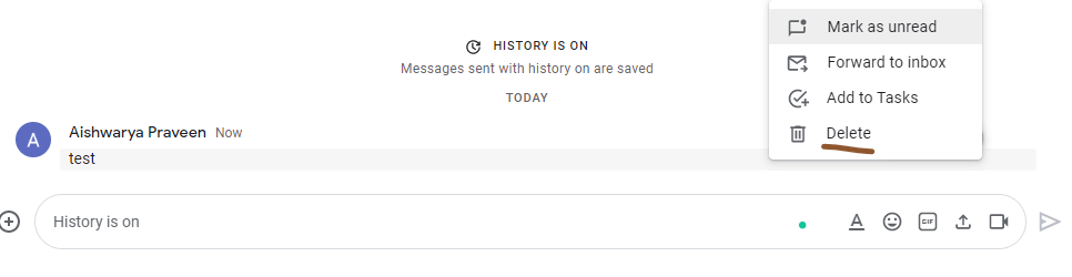 How To Delete Google Chat - delete individual message in workspace