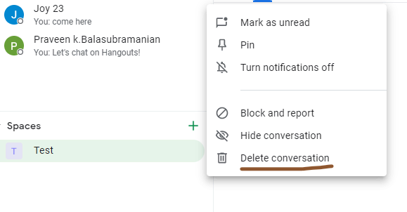 How To Delete Google Chat - Delete conversation