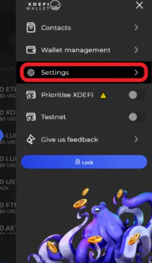 How To Change Or Reset XDEFI Wallet Password - settings