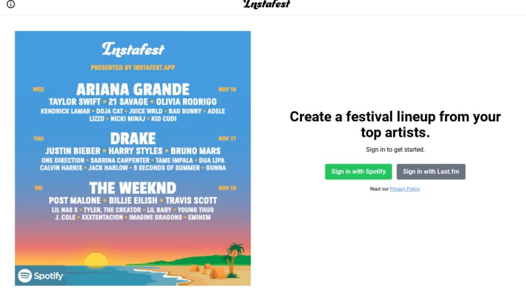 how to customize Top artists on Instafest
