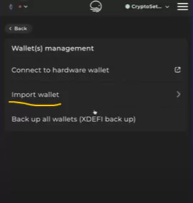 How To Find Secret Recovery Phrase And Private Key In XDEFI Wallet - import wallet