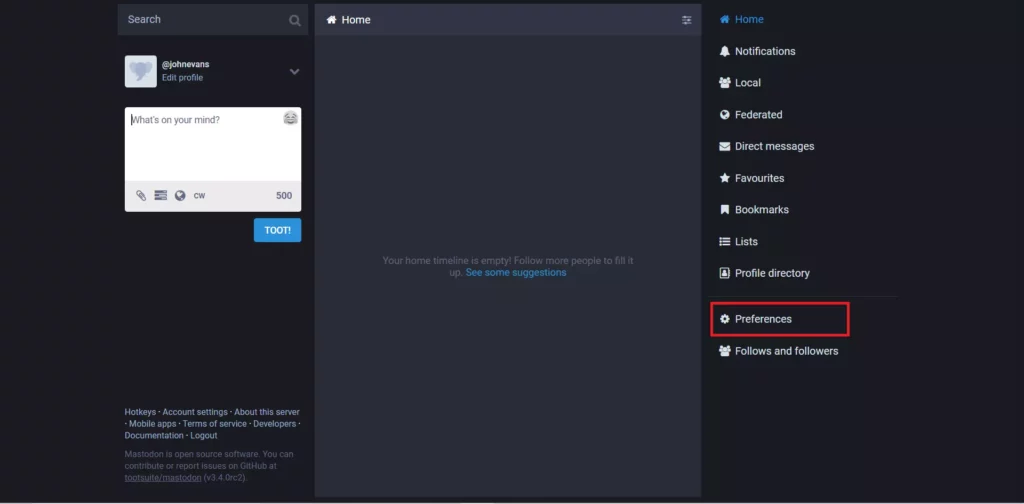 How To Enable Two Factor Authentication On Mastodon?-Preferences
