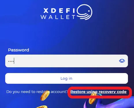How To Change Or Reset XDEFI Wallet Password - restore using recovery code