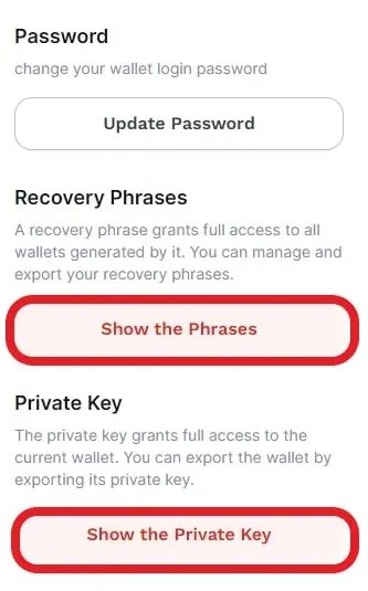 How To Find Secret Recovery Phrase And Private Key In Suiet Wallet - show the phrases