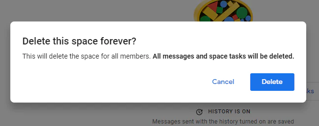 How To Delete Google Chat - confirmation for delete space