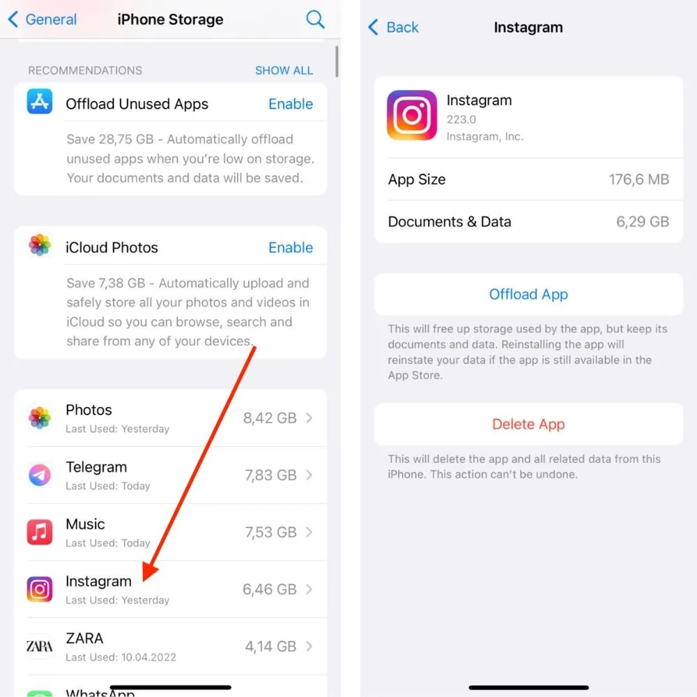 How To Fix Instagram Font Changed - delete cache iOS