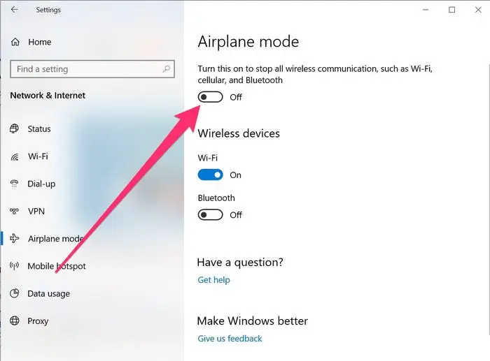   Switch Airplane Mode On And Off