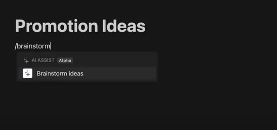 How To Use Notion AI - brainstorm ideas