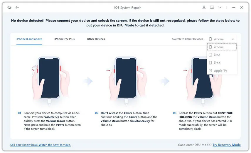 Fix Apple ID Password Not Working On iPhone/iPad - DFU restore