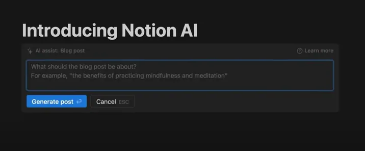 How To Use Notion AI - post generator