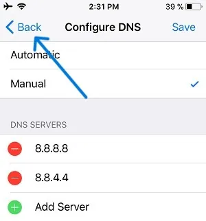 Bypass iPhone DNS - back