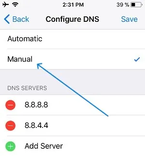 Bypass iPhone DNS - Manual