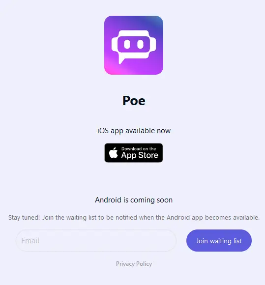 Quora Poe AI - waiting list