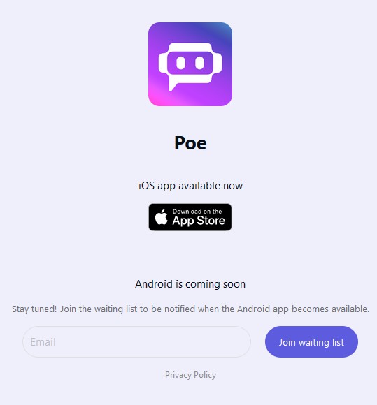 Quora Poe AI - waiting list