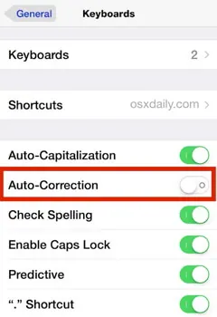 Enable Auto-Correct From The iPhone’s Settings