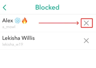 How Do You Unblock Someone On Snapchat Without Them Knowing - x button 