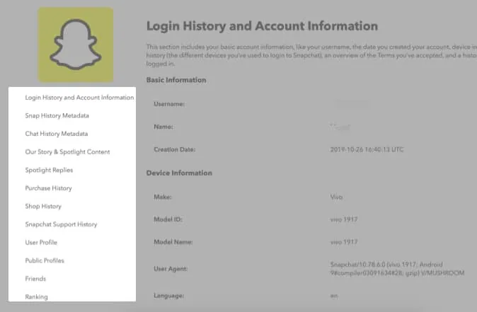 How Do I Download My Data From Snapchat?
Account information