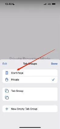 How To Get Out Of Incognito On iPhone - Start Page