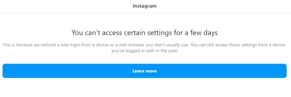 How To Fix “You Can’t Access Certain Settings For A Few Days” Error Instagram