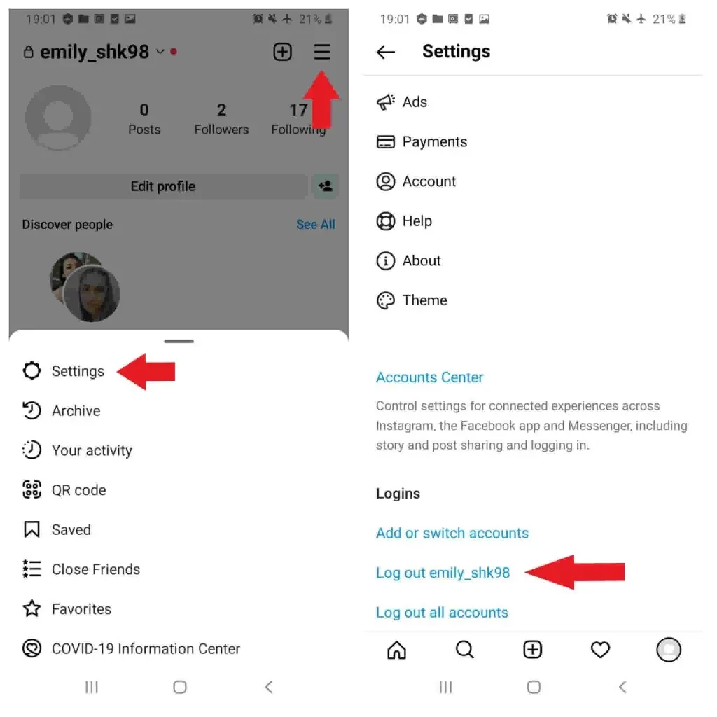 How To Read Instagram Messages Without Being Seen - logout
