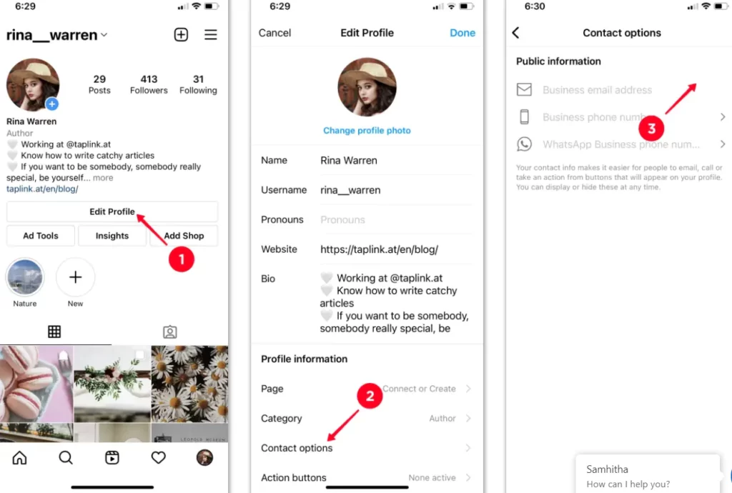 How To Put Info On Instagram - contact