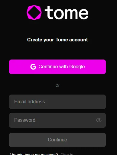 How To Login To Tome App - create Tome account