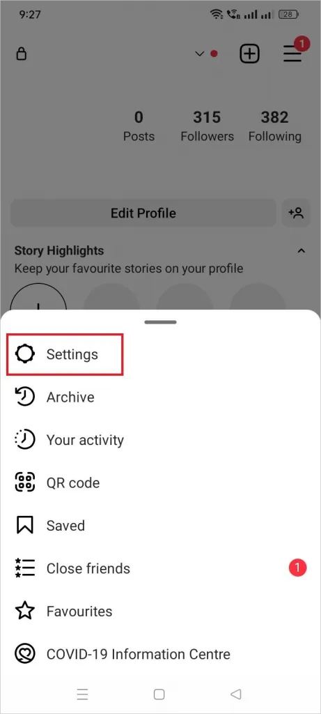 How To Contact Instagram Support On Live Chat - settings