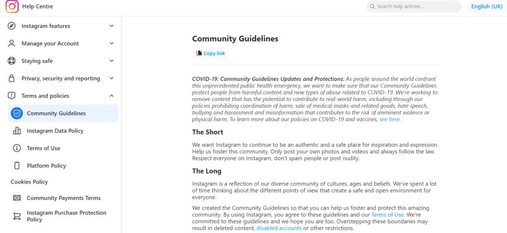 Why Did My Instagram Account Get Deleted For No Reason - community guidelines