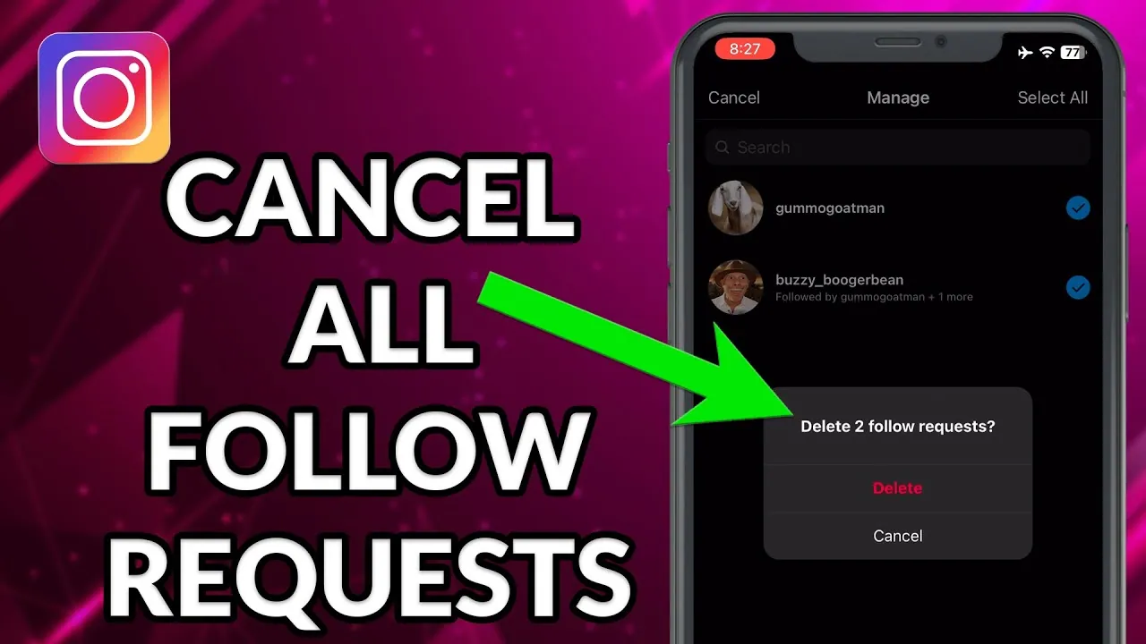how to cancel all follow request on Instagram