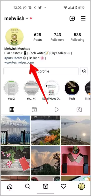 How To Put Info On Instagram - links