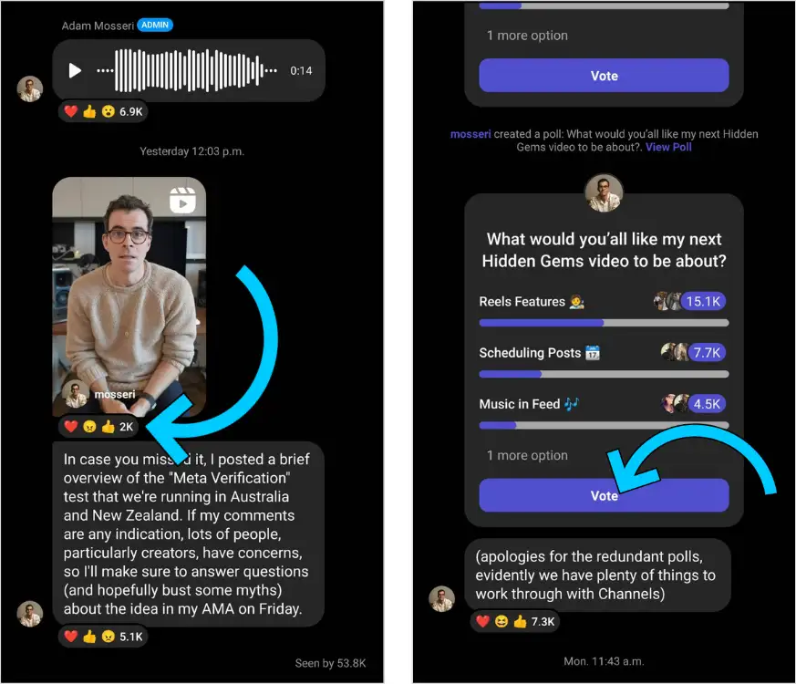 How To Use Instagram’s New Channel Chat Feature - vote